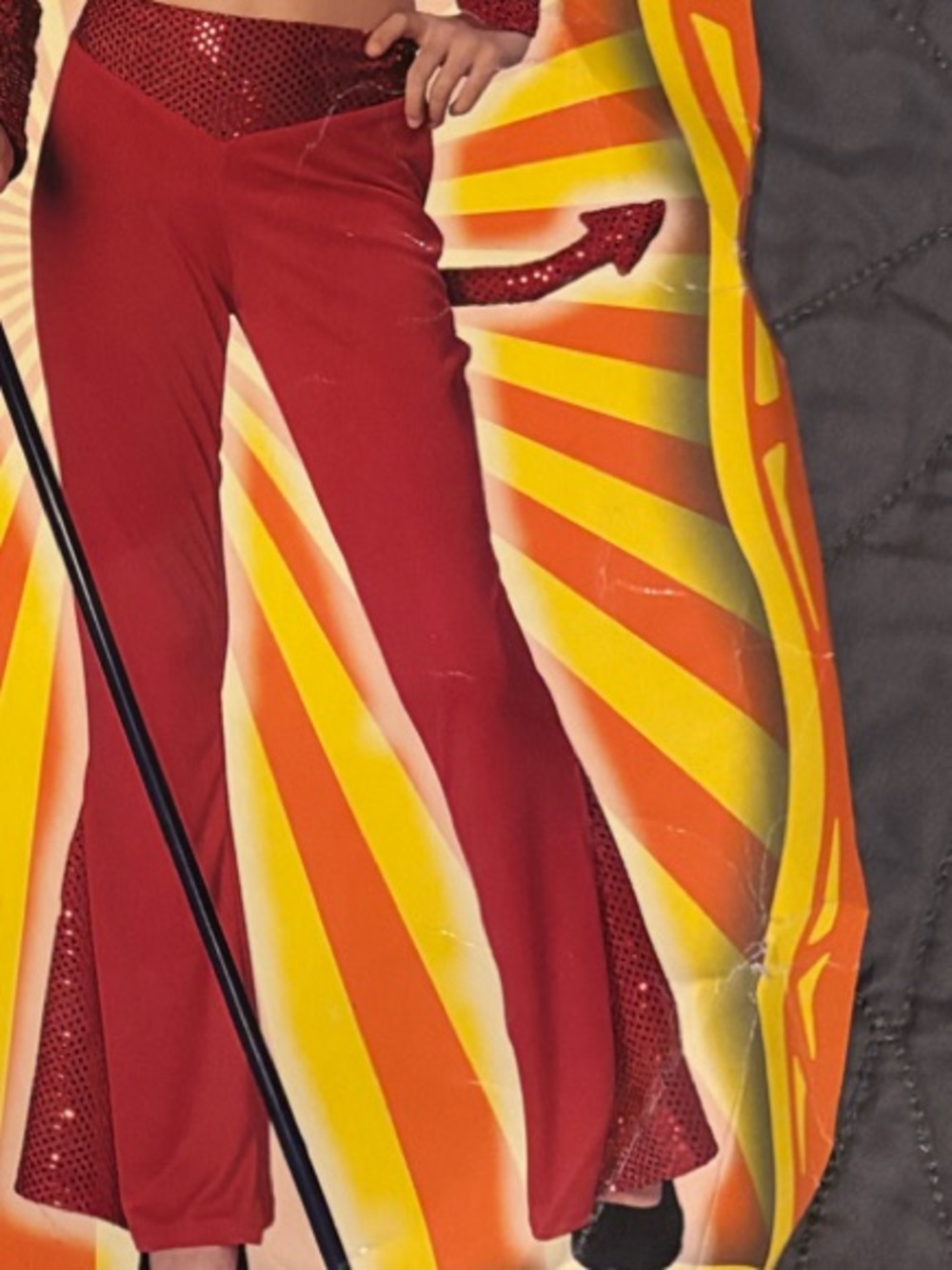 Red Hot Sequin Devil Kids pants and tail Costume - Red large